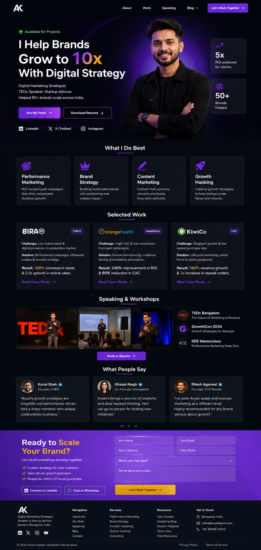 Personal Brand Website Design by Venture Vault Hub