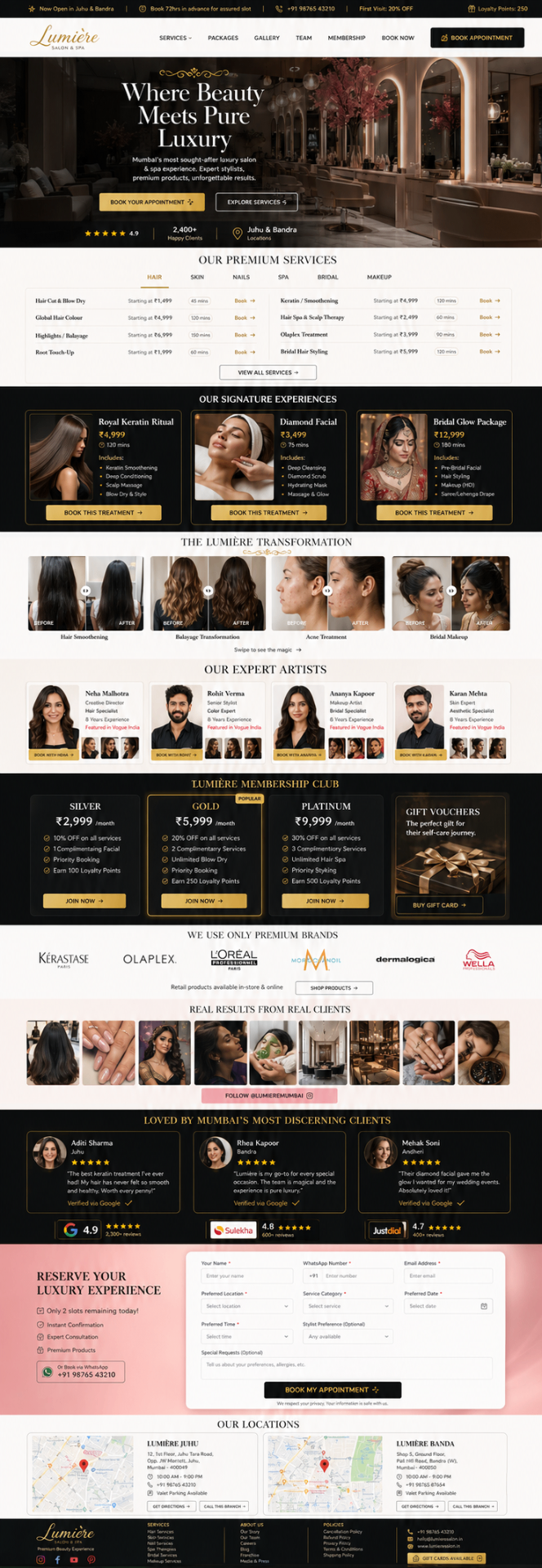 Salon and Spa Website Design by Venture Vault Hub