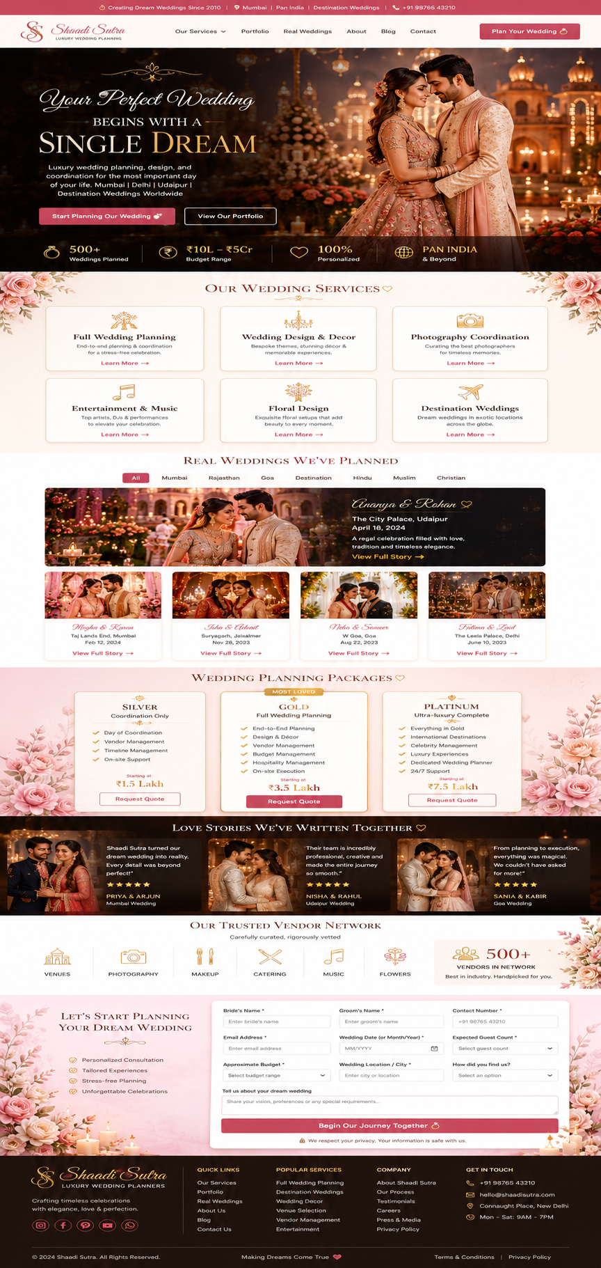 Wedding Planner Website Design by Venture Vault Hub